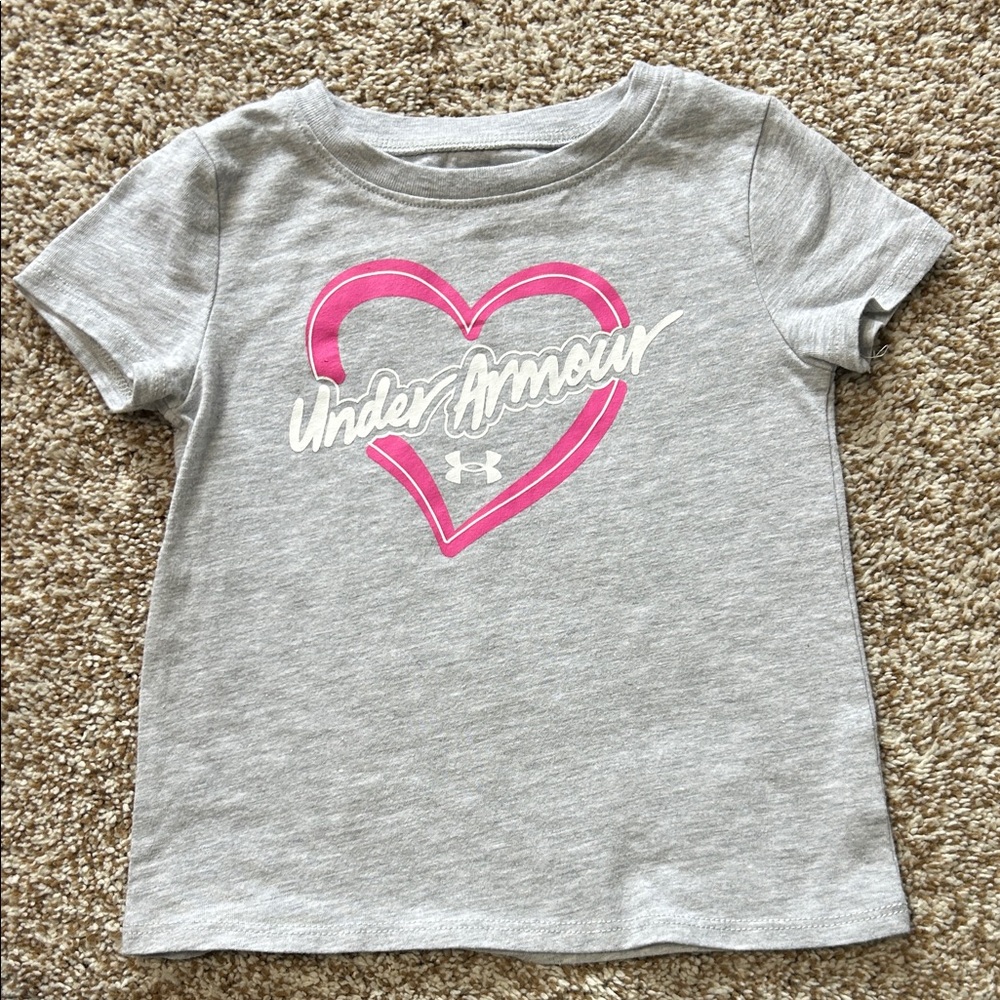 Under Armour Kids Tee with Pink Heart Graphic